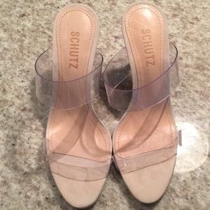 Ariella Clear Strap slide high heeled sandal